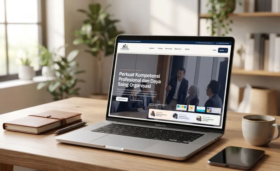 Tampilan website Nusamitra Consulting