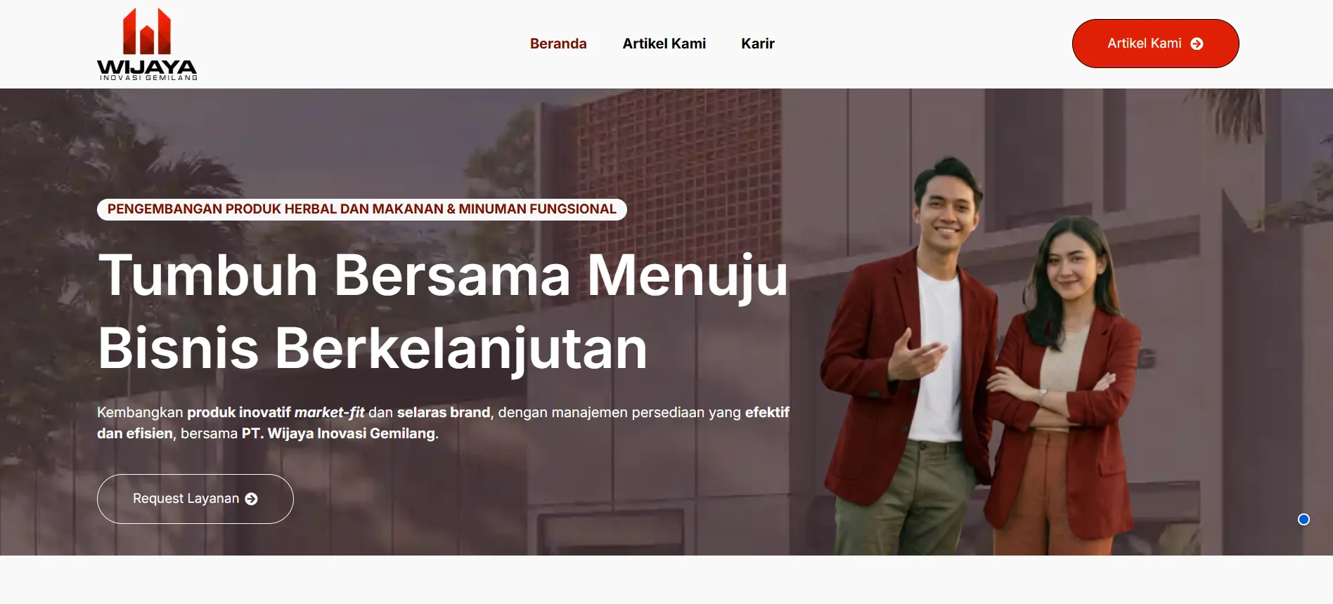 Tampilan website Wijaya Inovasi
